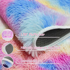 Soft Fluffy Pink Rainbow Rug for Girls Bedroom Carpet 2x8 Tie Dyed Shag Runner - Image 6