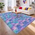 Soft Fluffy Purple Rainbow Rug for Bedroom Kids 6x9 Mermaid Stitch Rugs for by TENNOLA