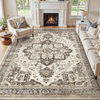 10x14 Washable Area Rugs for Living Room, Large Rug Non Slip Backing Vintage by JessibouAreaRug