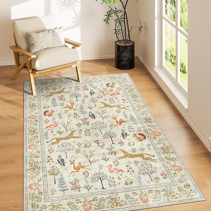 DUKINO 4x6 Rug, Washable Animal Area Rug by DUKINO