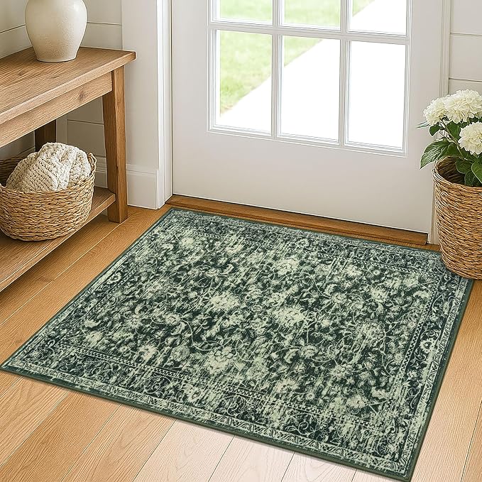 KILOCOCO Small Area Rug 2x3 Entryway Rugs Printed Vintage Floral Washable Rug by Kilococo