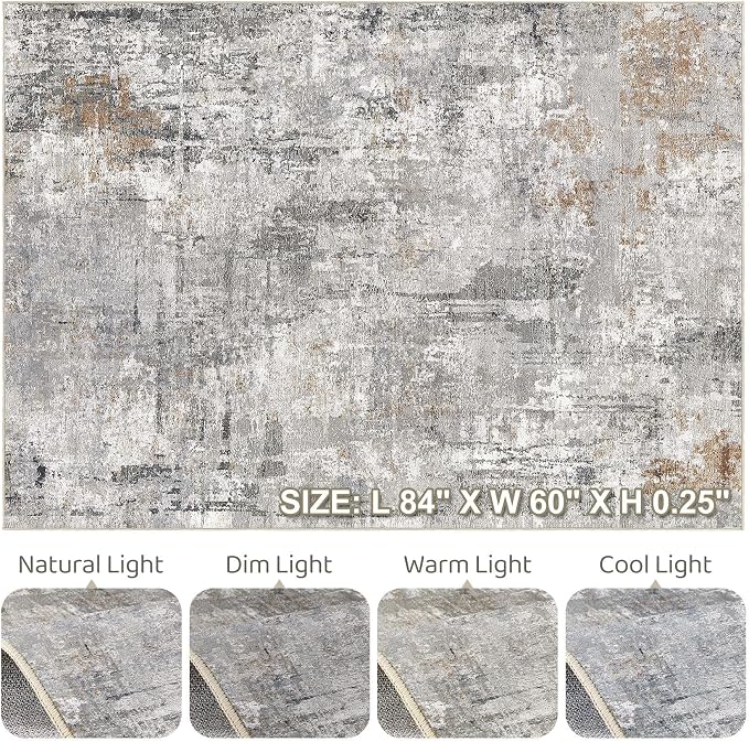 5x7 Area Rugs Washable Rug: Living Room Large Abstract Modern Soft Stain - Image 9