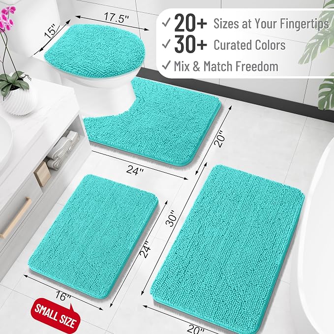 OLANLY Toilet Rugs U-Shaped 20x20, Extra Soft Absorbent Chenille Contour - Image 2