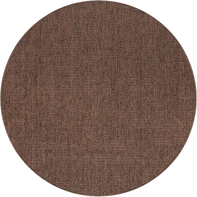 CAMILSON Easy Jute Round Rug 4ft Indoor Outdoor Brown Color Fiber Area Rugs - Image 2