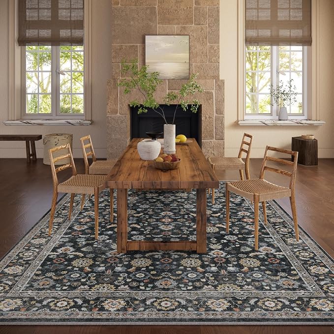 Washable Area Rugs for Living Room: 6x9 Bedroom Rug Vintage Boho Area Rug Stain - Image 5