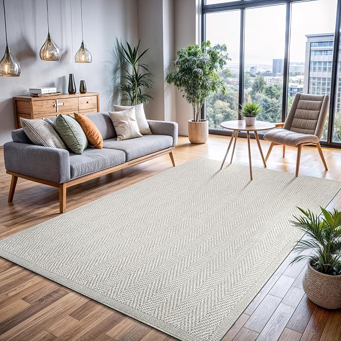 CAMILSON Easy Jute Rug 9x12, Indoor Outdoor Off-White Color Fiber Area Rugs - Image 6