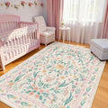 5x8 Pink Floral Nursery Rug – Washable Non-Slip Soft Carpet, Cute Boho Area Rug by Dadasgk
