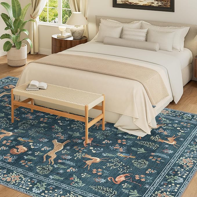 DUKINO 8x10 Rug, Washable Animal Living Room Rug - Image 3