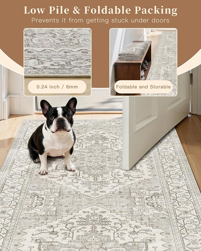 Madane Hallway Runner 3x8, Kitchen Rugs Washable Entryway Rug 8ft Vintage - Image 6