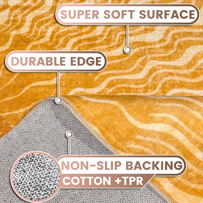 Washable 8x10 Sun Area Rug for Living Room, Retro Brown Sun Modern Boho Large - Image 3