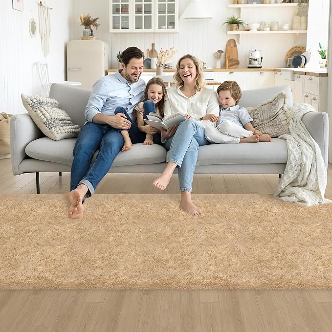 3x10 ft Beige Runner Rugs for Bedroom Living Room, Soft Plush Fluffy Throw Rug - Image 4