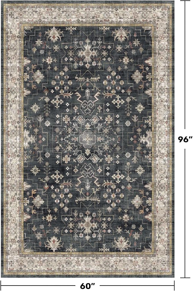 Black Modern Farmhouse 5x8 Area Rug - Image 2