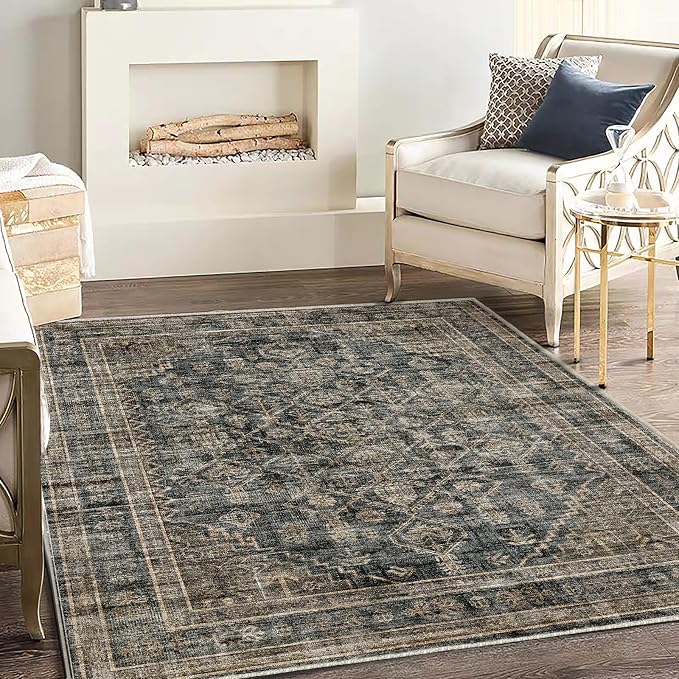 CHAMPLANT Washable Area Rug 3'x5' Vintage Traditional Floor Cover Foldable Thin - Image 2