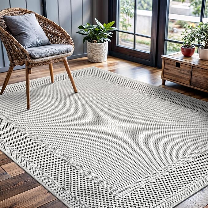 CAMILSON Easy Jute Rug 5x7, Indoor Outdoor Off-White Color Fiber Area Rugs - Image 4