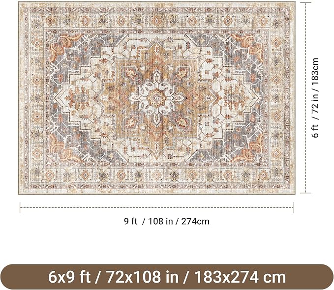 befbee 6x9 Area Rugs for Living Room, Super Soft Ultra-Thin Stain Resistant - Image 2
