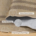 LIVEBOX Scalloped Easy Jute 3x5 Outdoor Rug, Washable Non-Slip Geometric Tan - Image 5