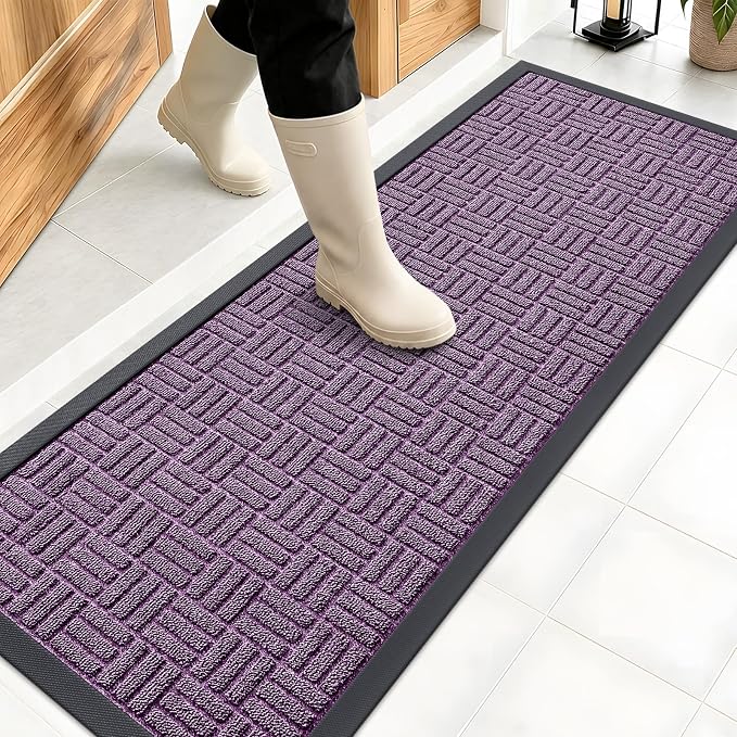OLANLY Front Door Mat Outside Entrance 47x17, Heavy Duty Sturdy Natural Rubber by OLANLY