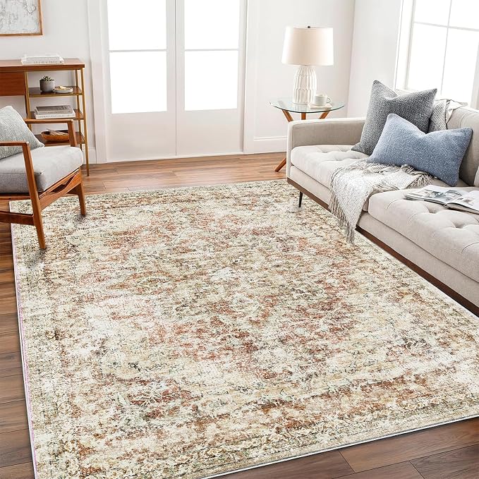 CHAMPLANT Washable Area Rug 3'x5' Vintage Traditional Floor Cover Foldable Thin - Image 2