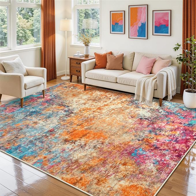 6x9 Area Rugs for Living Room Rug Washable: Abstract Rug for Dining Room by Aelenmu