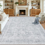 10x12 Area Rug for Living Room: Vintage Boho Neutral Washable Rug Indoor Soft - Image 8