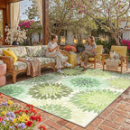 6x9 Indoor Outdoor Area Rug Washable Patio Rug Green Non Slip Non Shedding by WondRg
