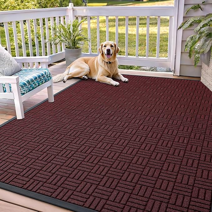 OLANLY Front Door Mat Outside Entrance 71x47, Heavy Duty Sturdy Natural Rubber by OLANLY