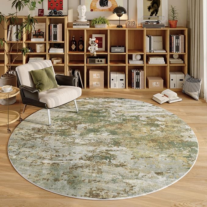 Green Round Rugs 6ft Washable Circle Area Rug - Image 4