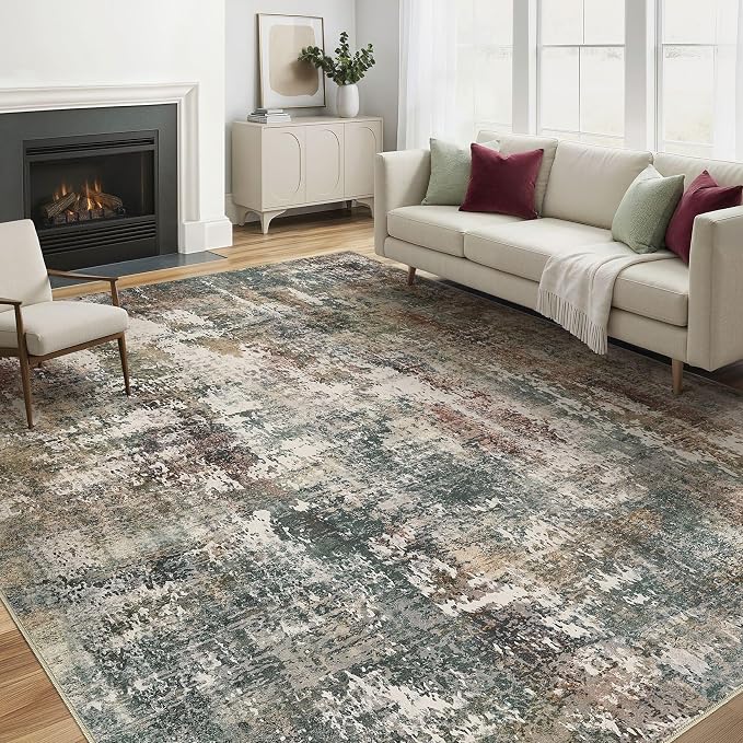 6x9 Area Rug Washable Rugs: Living Room Large Abstract Modern Soft Stain by LOONGRUG