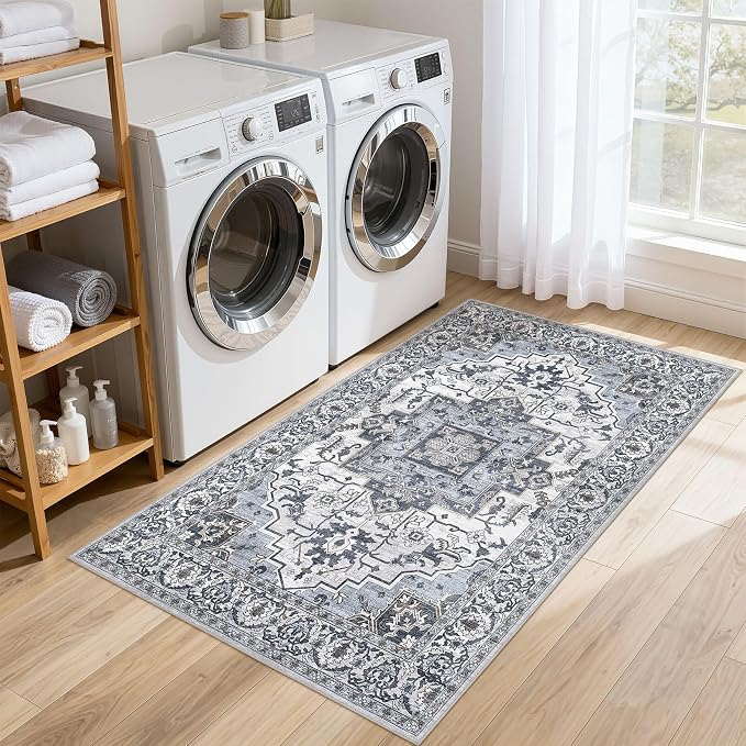 3x5 Area Rugs Living Room: Washable Vintage Rug Large Non-Slip Stain Resistant - Image 5