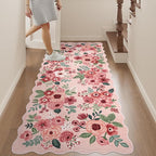 DUKINO 2x5 Washable Runner Rugs, Non Slip Floral Print Entryway Rug - Image 4