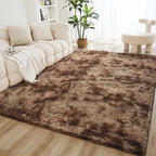 Litanika 9x12 Shag Area Rug for Living Room Bedroom, Tie-Dyed Brown High Pile by Litanika
