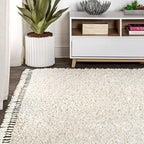JONATHAN Y Mercer Shag Plush Tassel Cream Indoor Area Rug, Contemporary - Image 3
