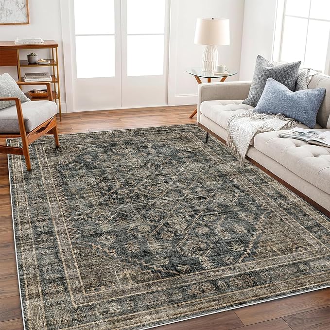 CHAMPLANT Area Rug 5'x7' Washable Rug Vintage Traditional Floor Cover Thin by CHAMPLANT