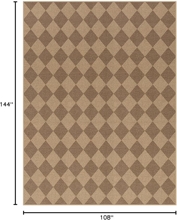 Lahome Colette Checkered Easy Jute Rug, 9x12 Washable Dining Room Rug Indoor - Image 2