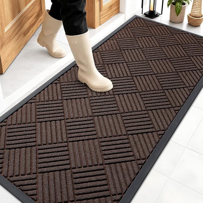 OLANLY Front Door Mat Outside Entrance 59x23, Heavy Duty Sturdy Natural Rubber by OLANLY