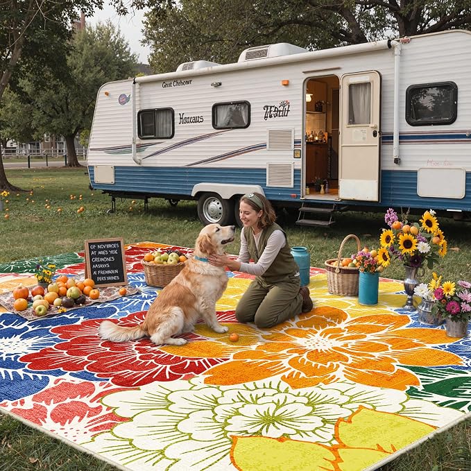 GENIMO Indoor Outdoor Area Rug 10'x14', Machine Washable Rugs - Image 3