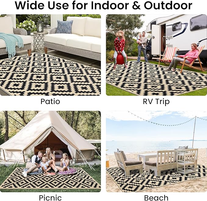 Smiry Waterproof Outdoor Rug 4x6 ft, Reversible Plastic Straw Patio Camping Rugs - Image 7