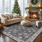 Washable 8x10 Living Room Rug: Vintage Low Pile Water Resistant Area Rug by HYHAOYUNLAI