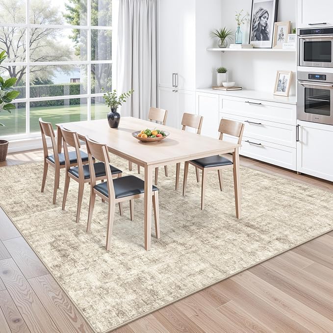 10x10 ft Square Living Room Rug – Washable Modern Abstract Area Rug - Image 4
