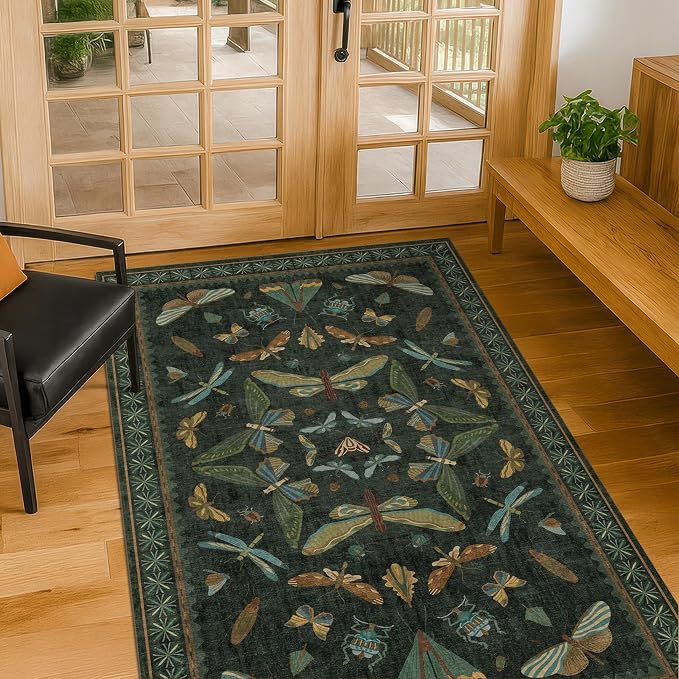 Green and Black Entryway Rug - Image 9