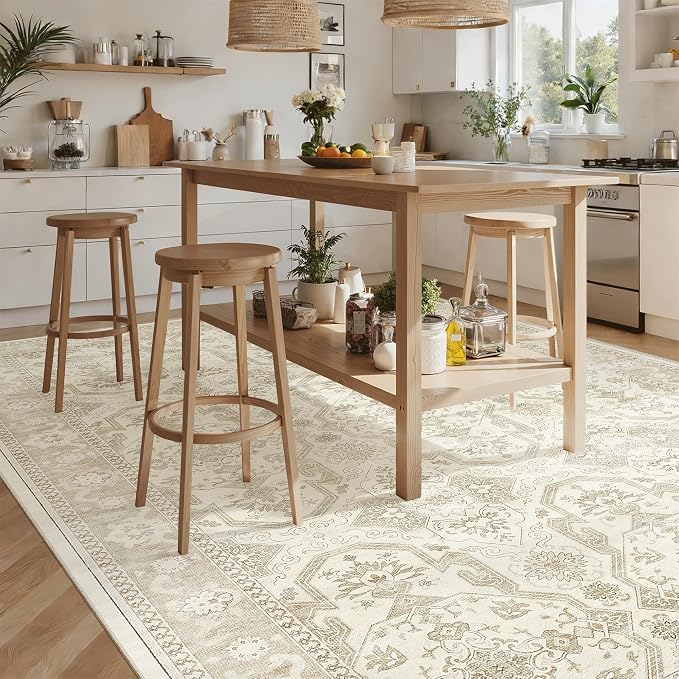 Soalmost 9x12 Area Rugs for Living Room, Non Slip Machine Washable Vintage Rugs - Image 3