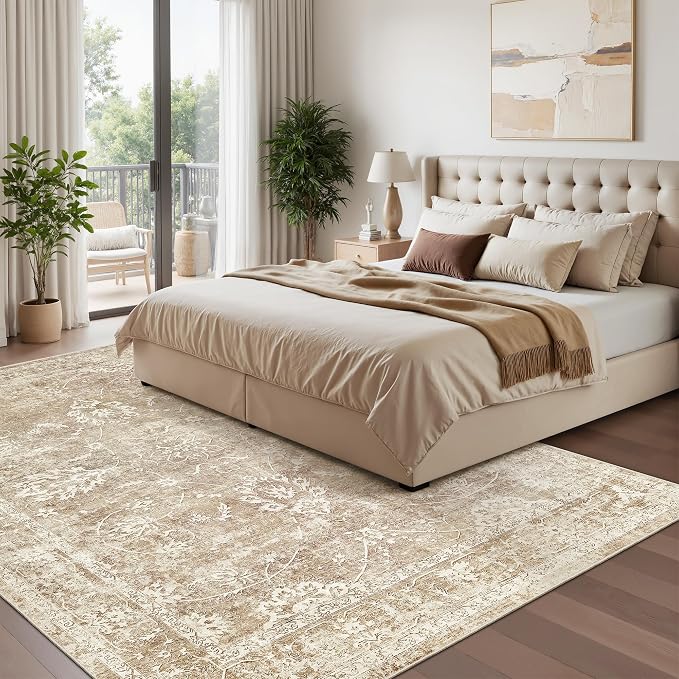 Madane 5x7 Area Rugs for Living Room, Washable Vintage Neutral Rug - Image 5