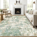 Area Rugs 9x12 Living Room: Washable Large Abstract Soft Green Rug Stain by LOONGRUG
