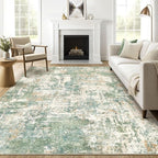 7x9 Area Rug Living Room: Washable Large Abstract Soft Green Rugs Stain by LOONGRUG