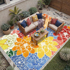 GENIMO Indoor Outdoor Area Rug 10'x14', Machine Washable Rugs - Image 6