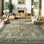 Lessymo Washable Area Rug for Living Room, 8x10 Dark Brow Large Rugs by Lessymo