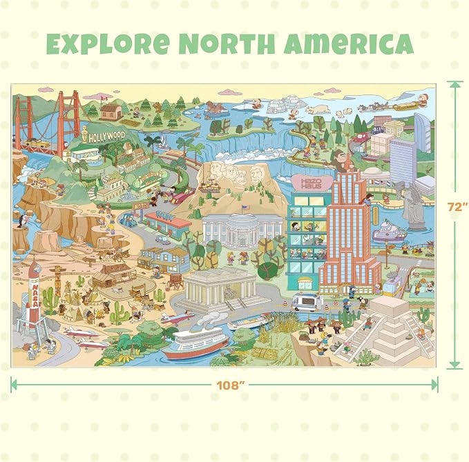 Large Kids Area Rug 6x9 – Interactive North America Map Carpet - Image 2