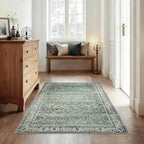 3x5 Area Rug for Entryway Indoor Low Pile Green Rugs - Image 8