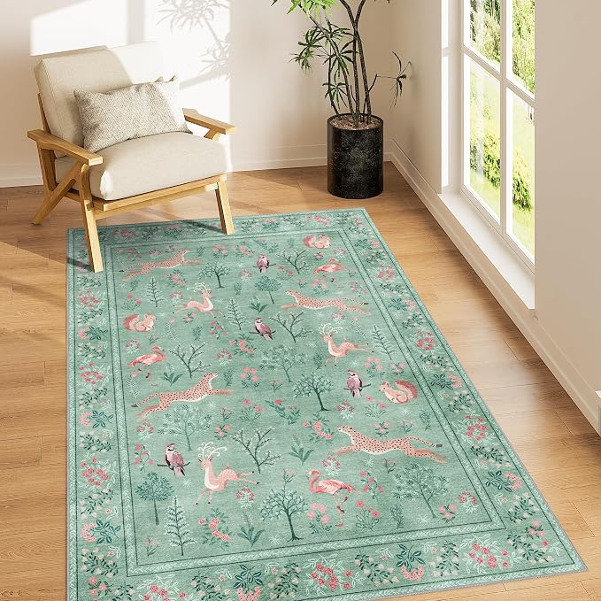 DUKINO 3x5 Rug, Washable Animal Area Rug by DUKINO