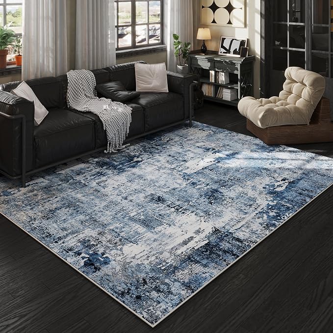 Rugcomf Area Rug 5x7 Washable Rug Boho Soft Abstract Pattern Non-Slip by Rugcomf